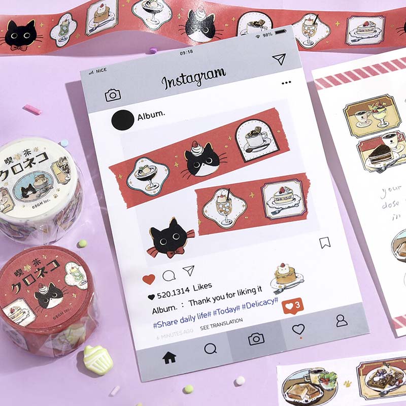 Washi Tape Foil Cafe Kuroneko Cafe Frame
