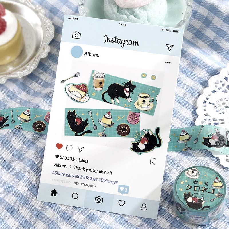 Washi Tape Foil Cafe Kuroneko Cafe Stroll