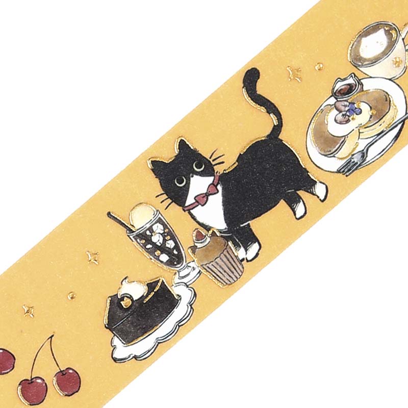 Washi Tape Foil Cafe Kuroneko Sweet Time