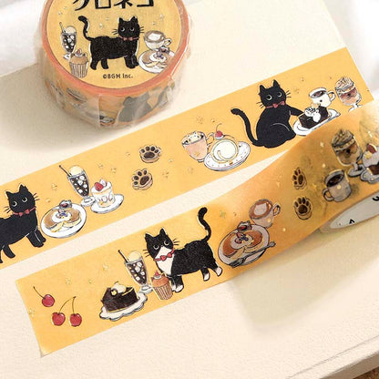 Washi Tape Foil Cafe Kuroneko Sweet Time