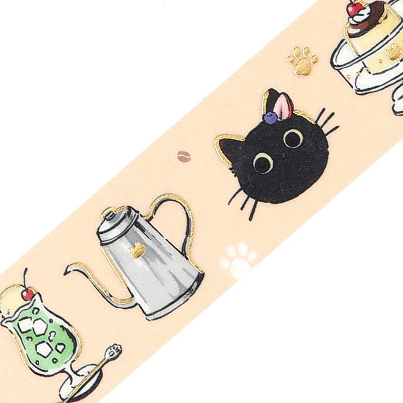 Washi Tape Foil Cafe Kuroneko Welcome