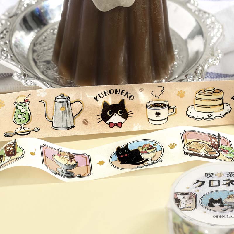 Washi Tape Foil Cafe Kuroneko Welcome