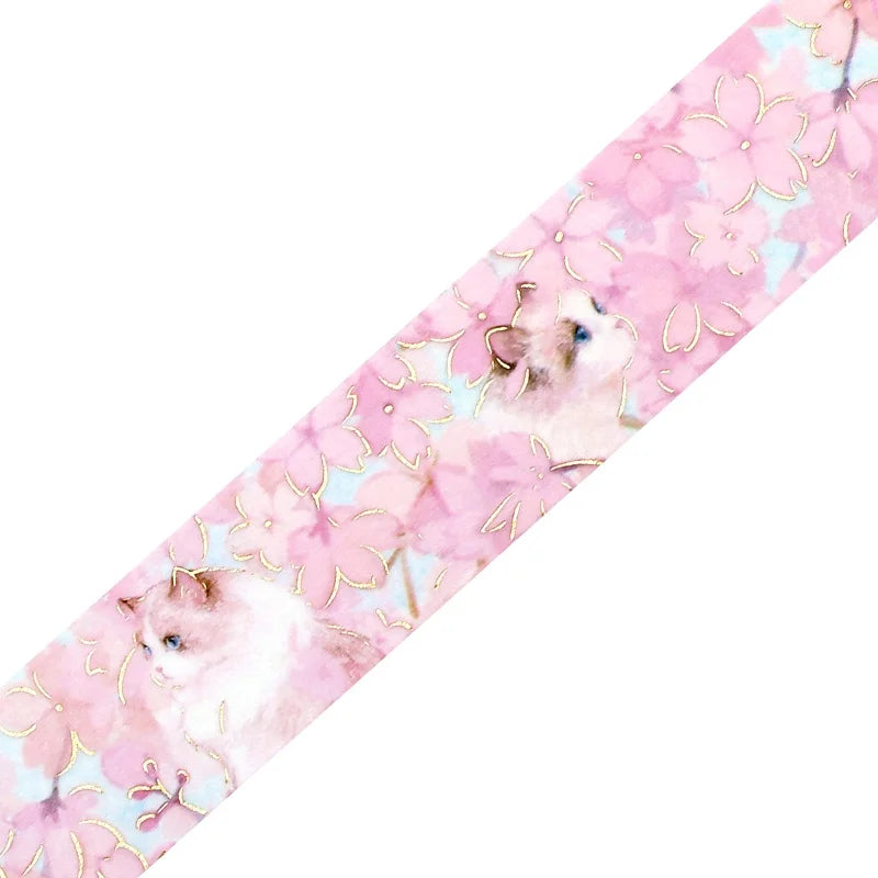 Washi Tape Foil Flower and Cat Blossom