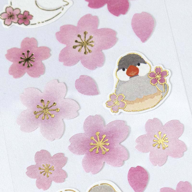 Stickers Cherry Blossom and Japanese Birds