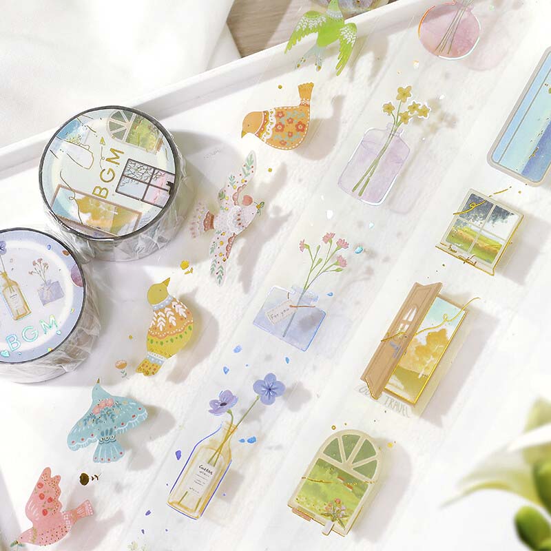 Clear Tape Bird Embroidery