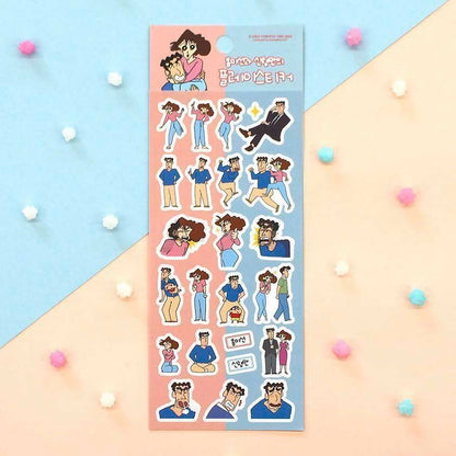 Stickers Crayon Shin-chan Play Misae and Hiroshi