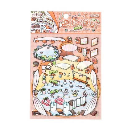 Stickers Escenario 3D Cute Masters House Bara Bath House
