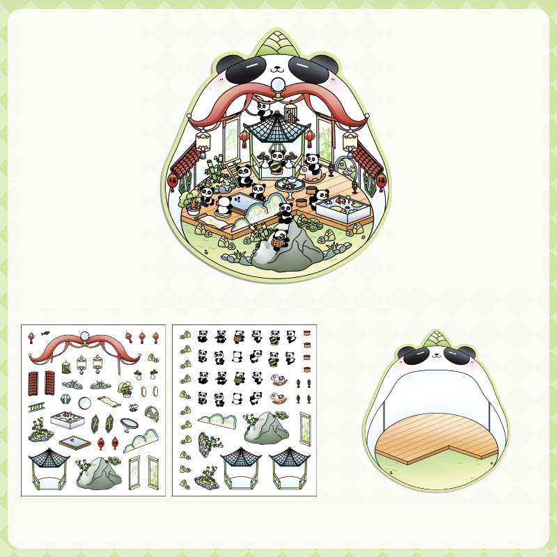 Stickers Escenario 3D Cute Masters House Panda House