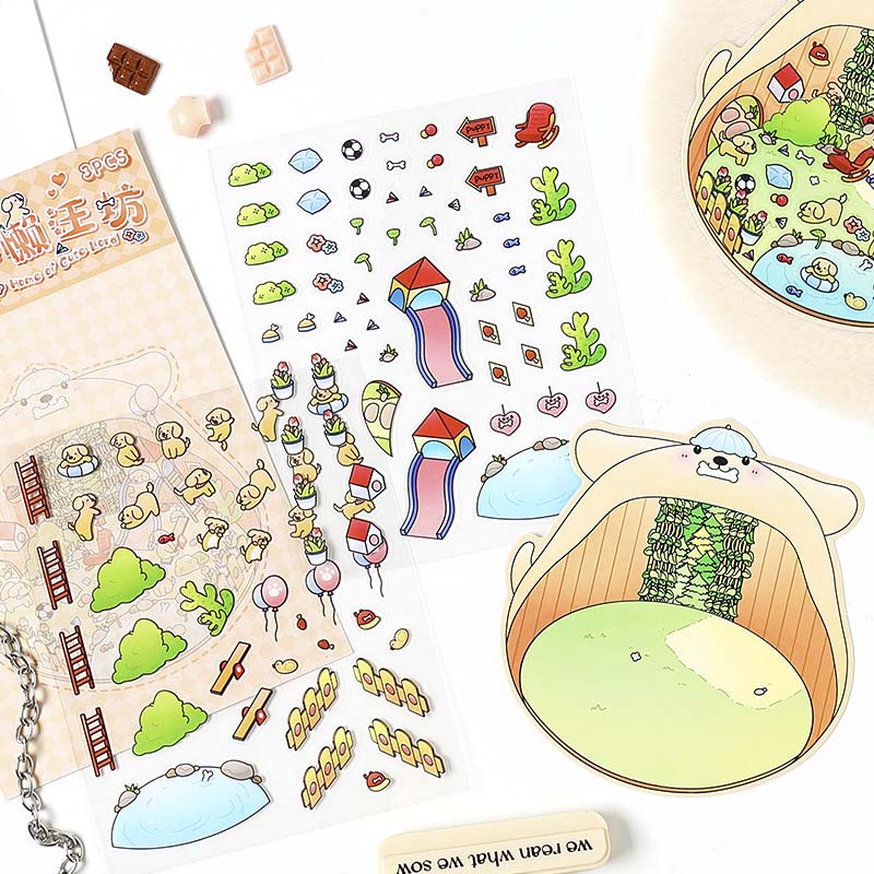 Stickers Escenario 3D Cute Masters House Puppy House