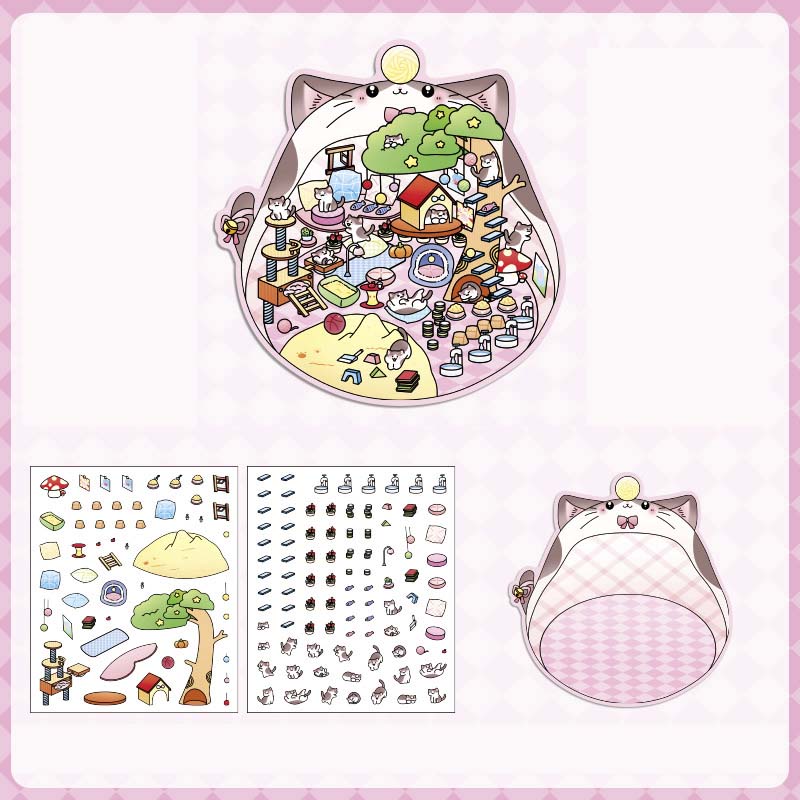 Stickers Escenario 3D Cute Masters House The Proud Cat