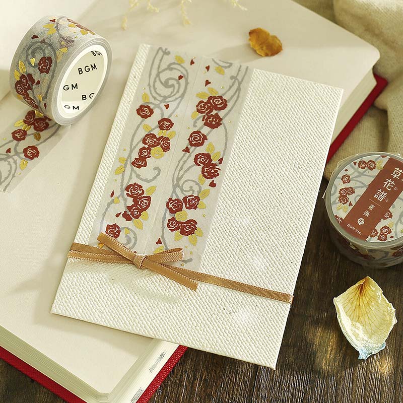 Washi Tape Foil Flower Grass Album Rose