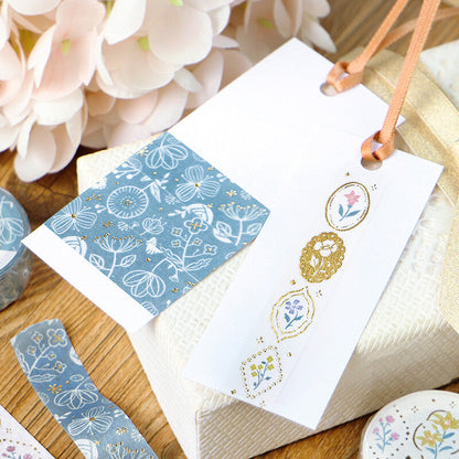 Washi Tape Foil Flower &amp; Grass Handkerchief Blue