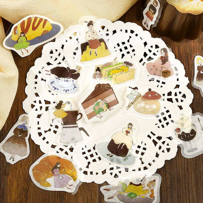 Stickers Girl And Coffee Shop Chocolate Milk