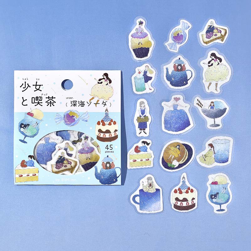 Stickers Girl And Coffee Shop Deep Sea Soda