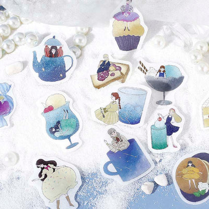 Stickers Girl And Coffee Shop Deep Sea Soda