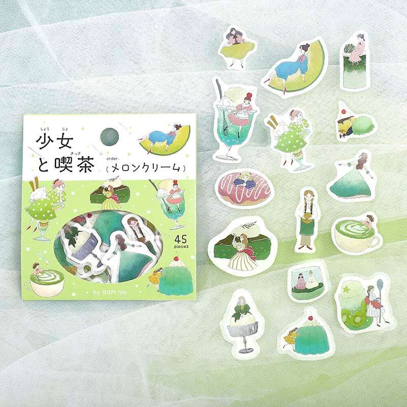 Stickers Girl And Coffee Shop Botanical