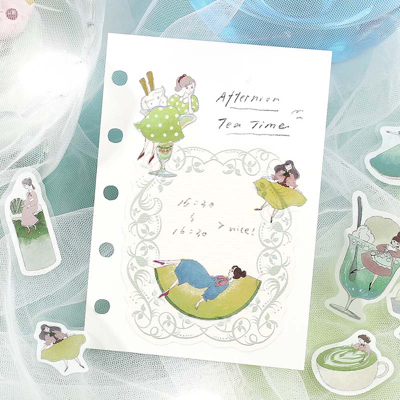 Stickers Girl And Coffee Shop Botanical