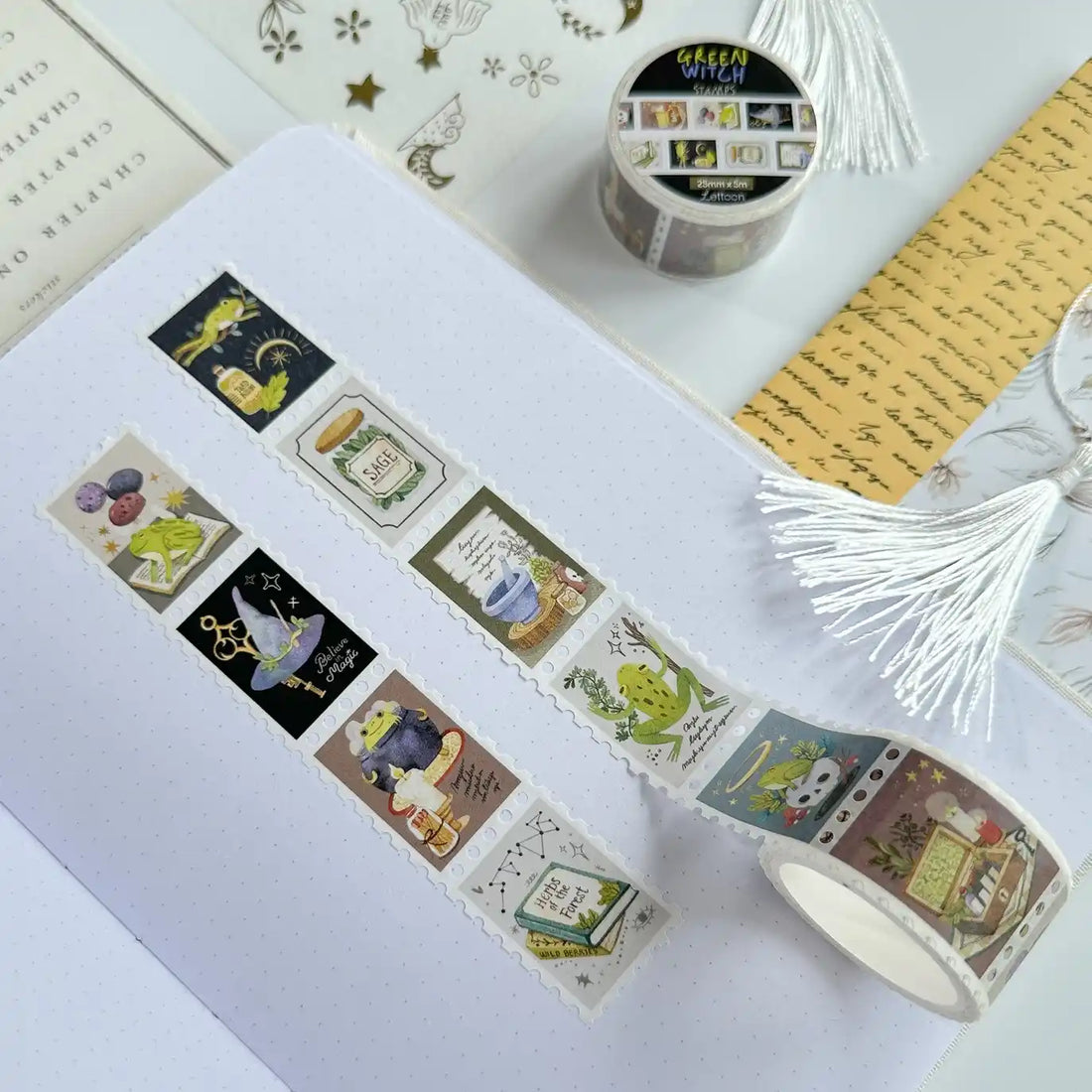 Washi Tape Green Witch Stamps