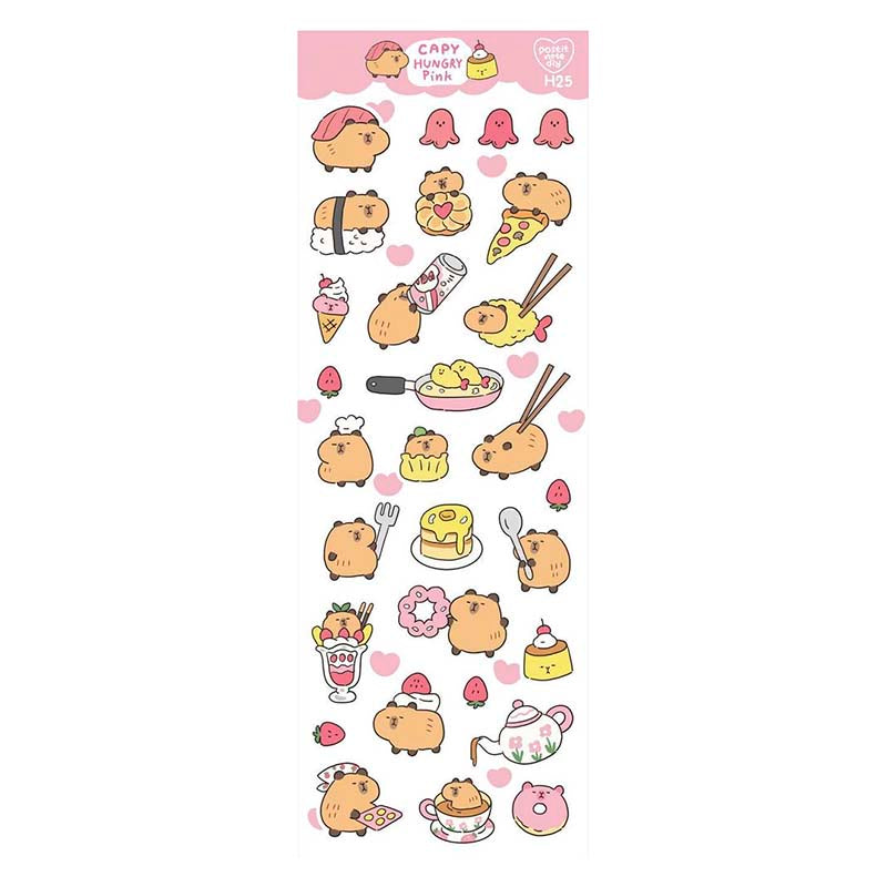 Stickers H25 Capy Hungry Pink