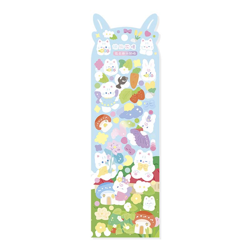 Stickers Kitten On The Offensive Colorful Flowers