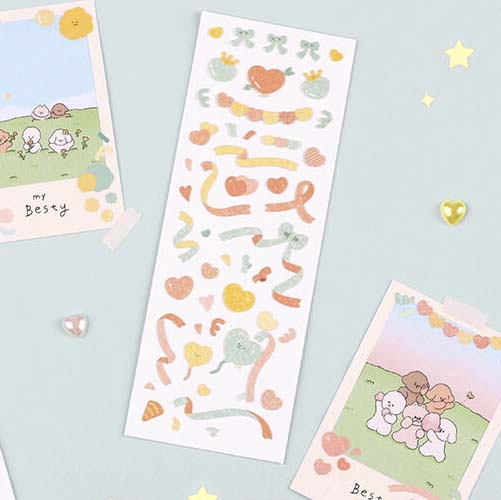 Stickers Lovey Dovey Hologram Heart Mint