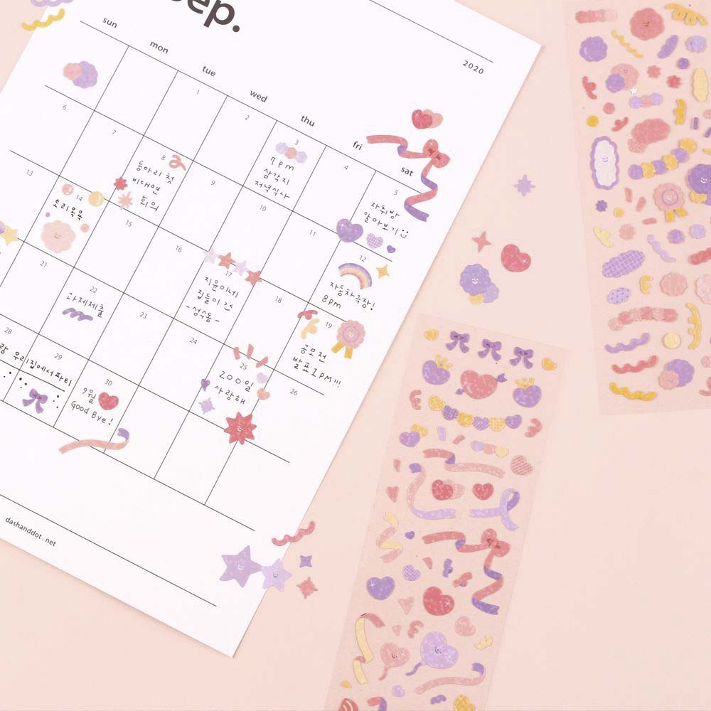 Stickers Lovey Dovey Hologram Heart Purple