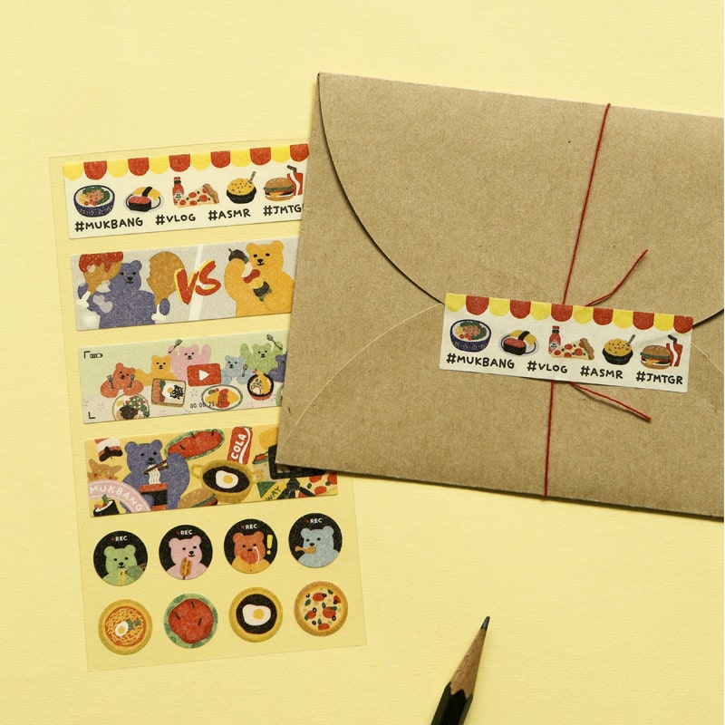 Stickers Masking Seal Jelly Bear Mukbang