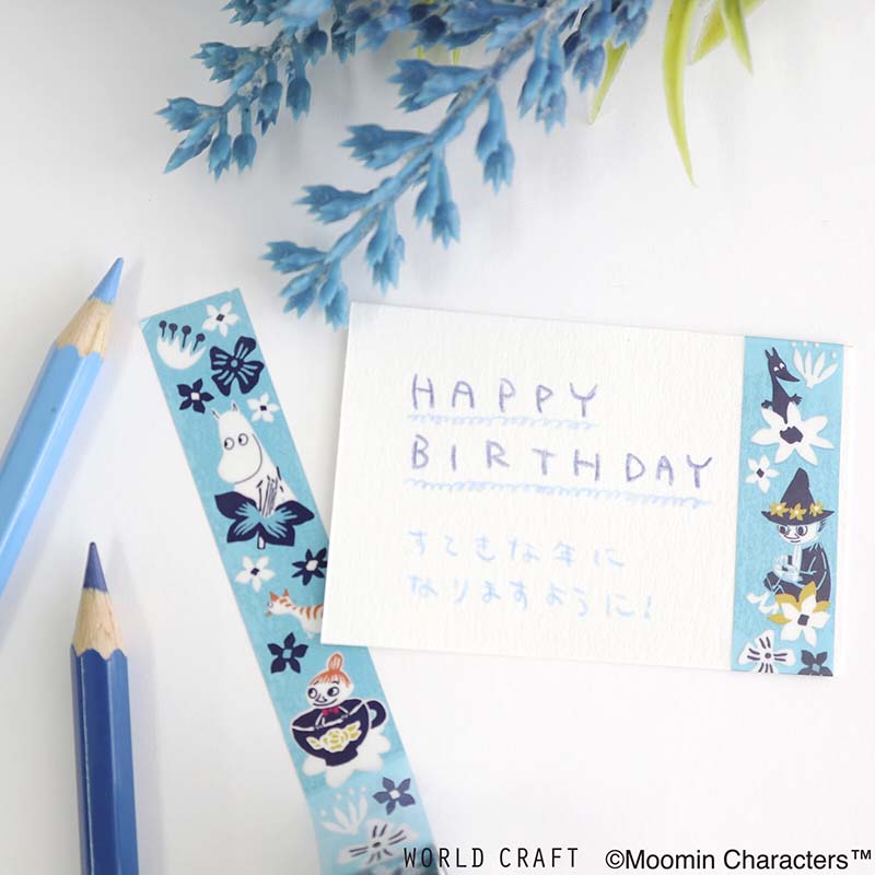 Cloth Tape Moomin Flower Blue