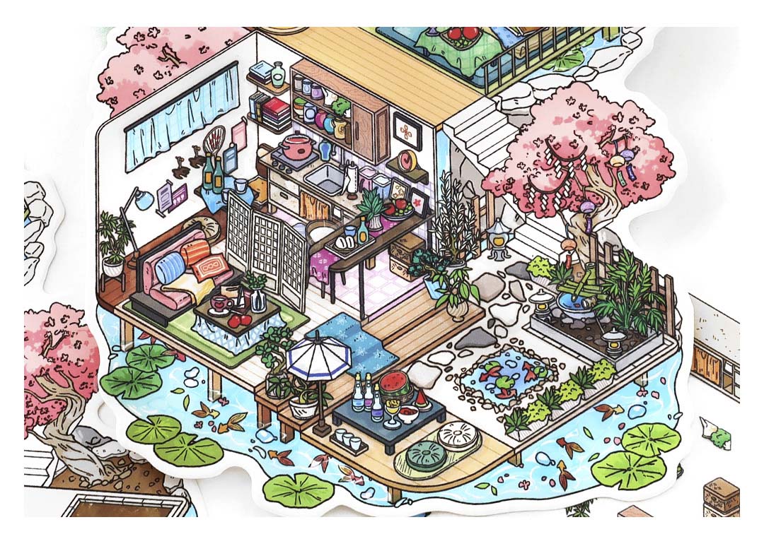 Stickers Escenario 3D My Little Room V11 Japanese House