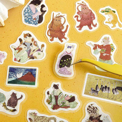 Stickers Nyapanese Art NEKO Yellow Tan