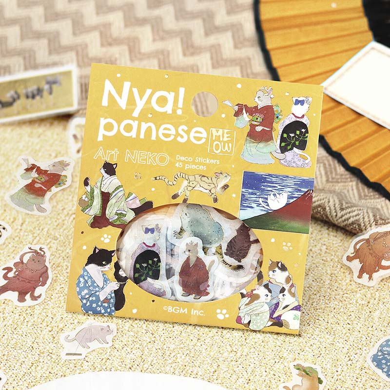 Stickers Nyapanese Art NEKO Yellow Tan