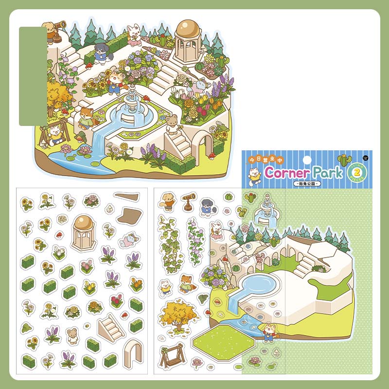 Stickers Escenario 3D Open Today v2 Corner Park