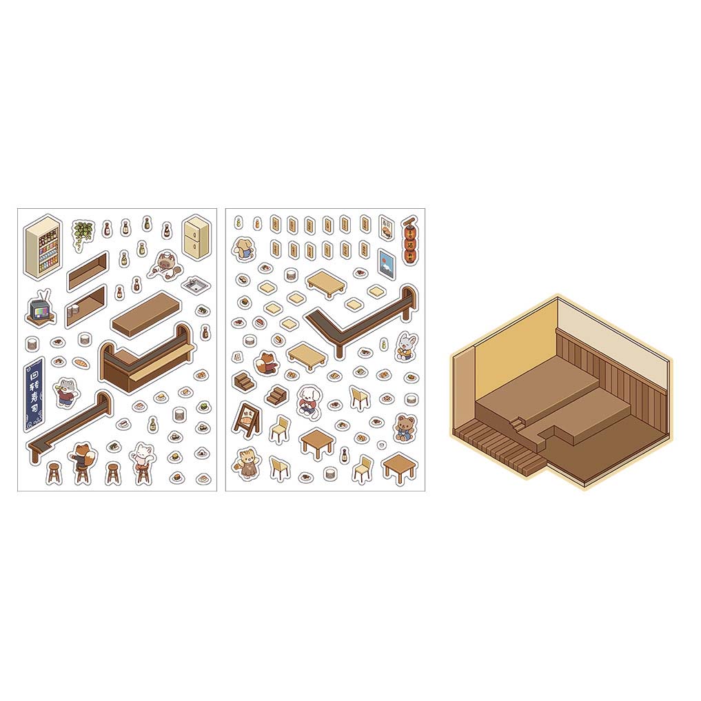 Stickers Escenario 3D Open Today v2 Yummy Sushi