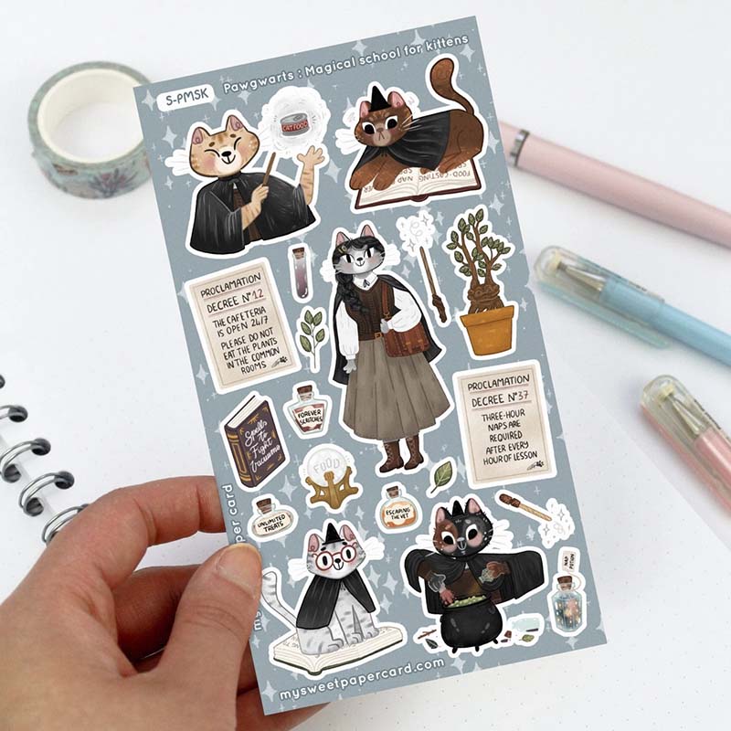 Stickers Pawgwarts Magical School For Kittens