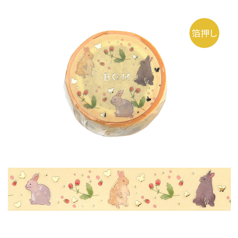 Washi Tape Foil Rabbit Country Strawberry Daifuku