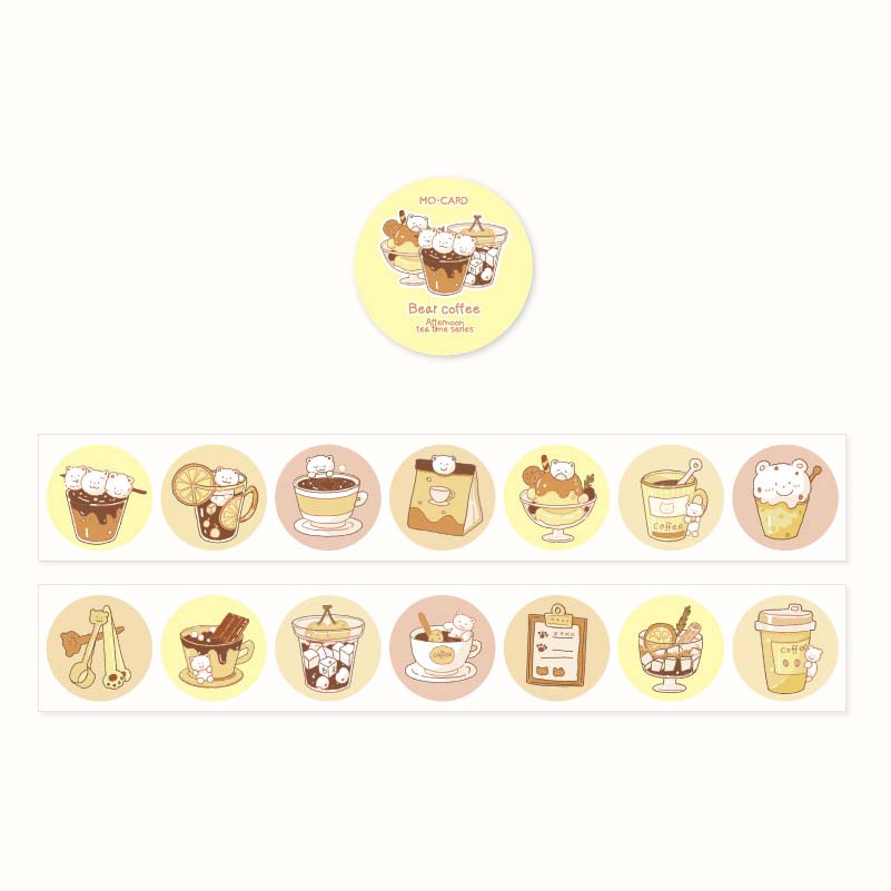 Stickers en Rollo Afternoon Tea Time Bear Coffee