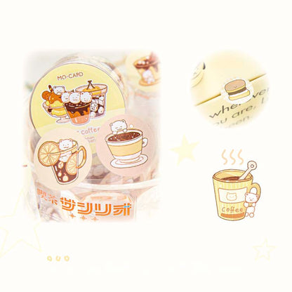 Stickers en Rollo Afternoon Tea Time Bear Coffee