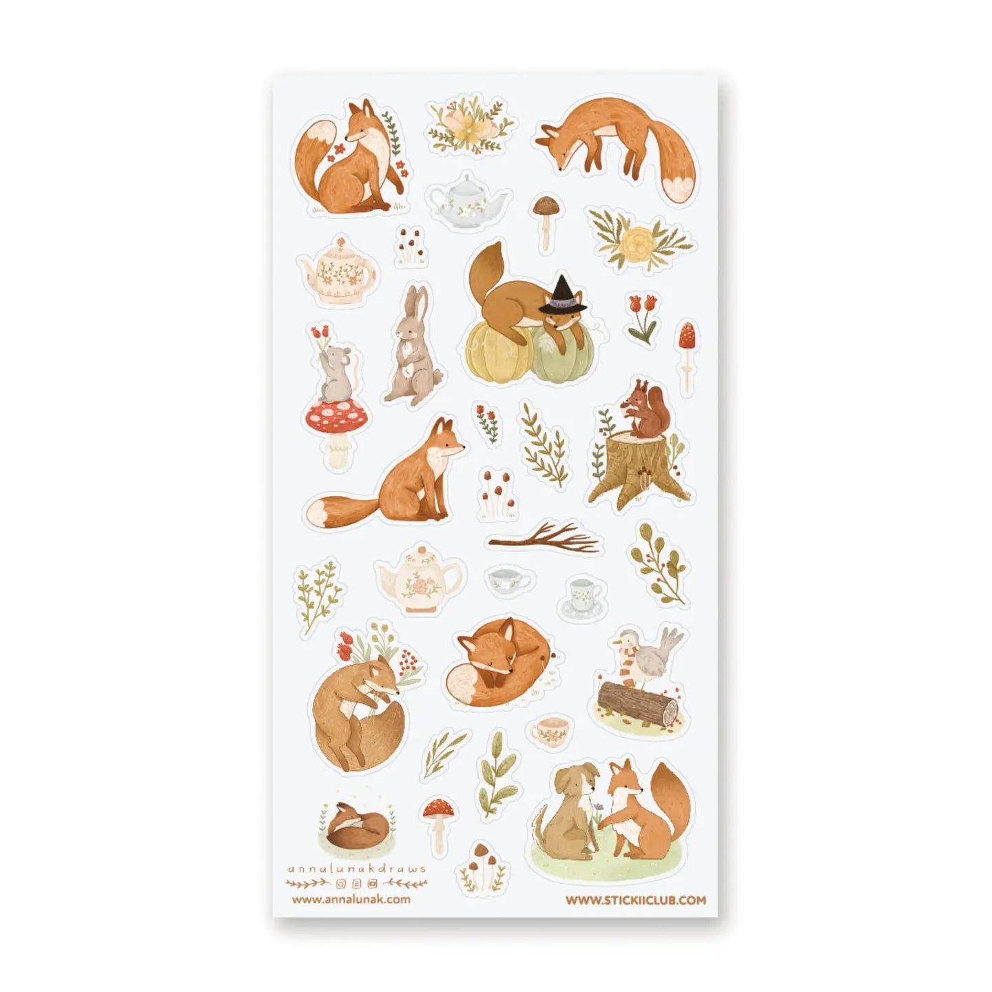 Stickers Fall Forest Foxes