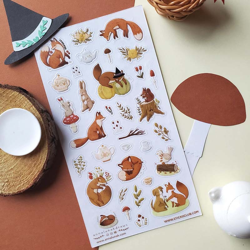 Stickers Fall Forest Foxes