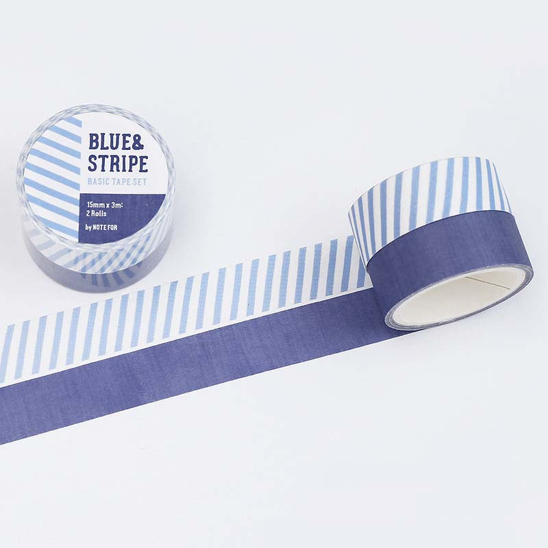 Washi Tapes Basic Hand Drawn Blue &amp; Stripe