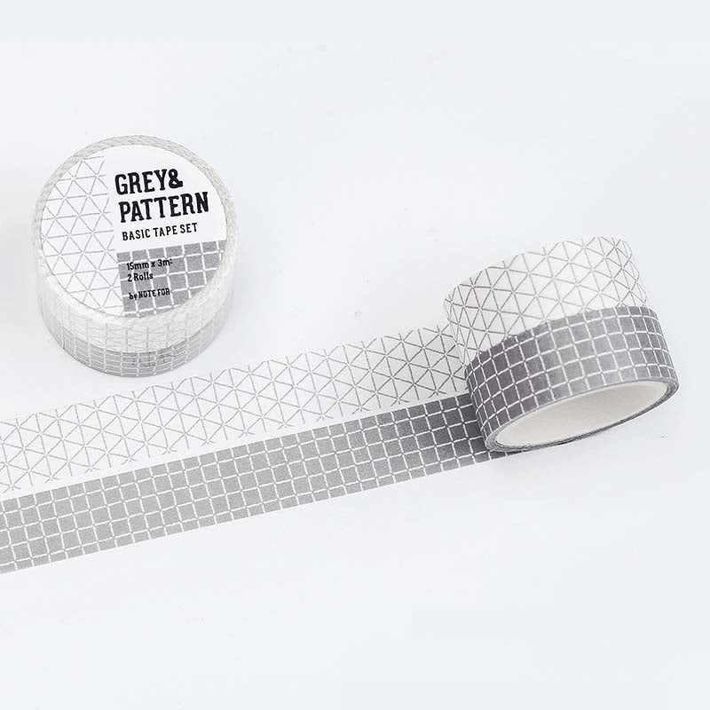 Washi Tapes Basic Hand Drawn Grey &amp; Pattern