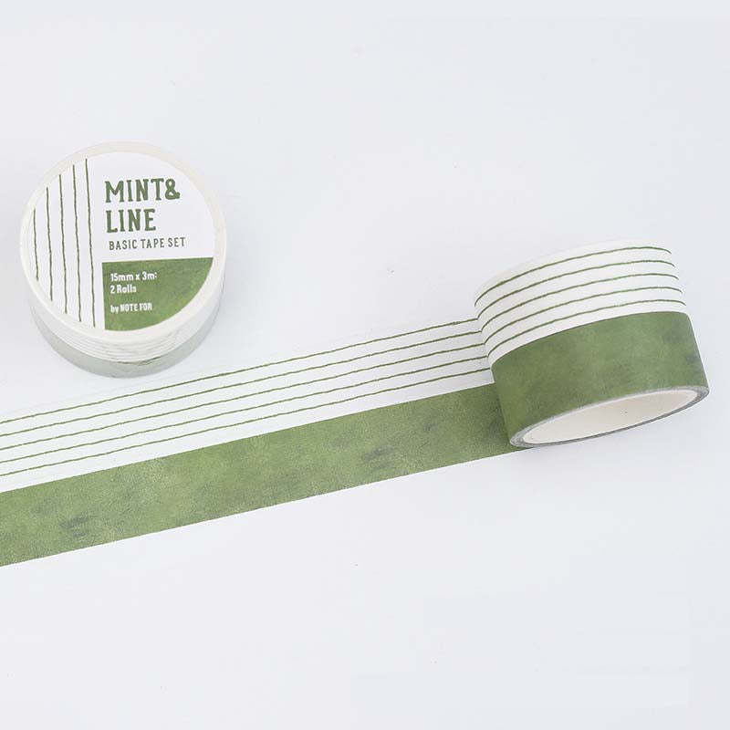 Washi Tapes Basic Hand Drawn Mint &amp; Line