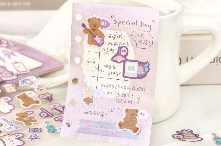 Stickers Bears Polka Purple