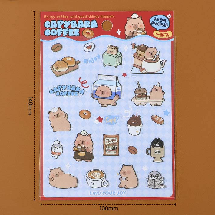 Stickers Capybara Coffee Caramel Mocha