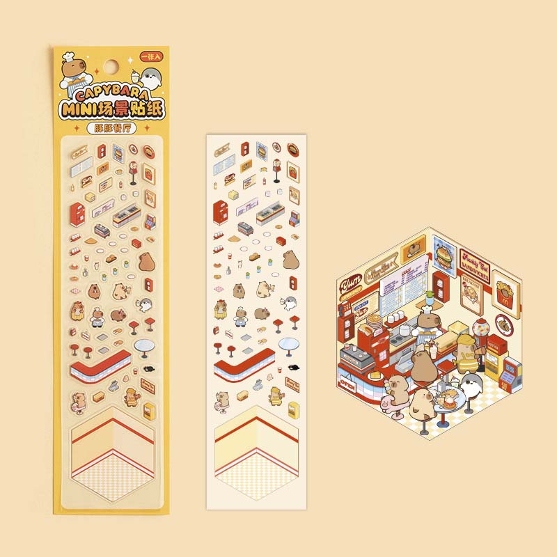 Stickers Escenario 3D Mini Capybara Series Fast Food
