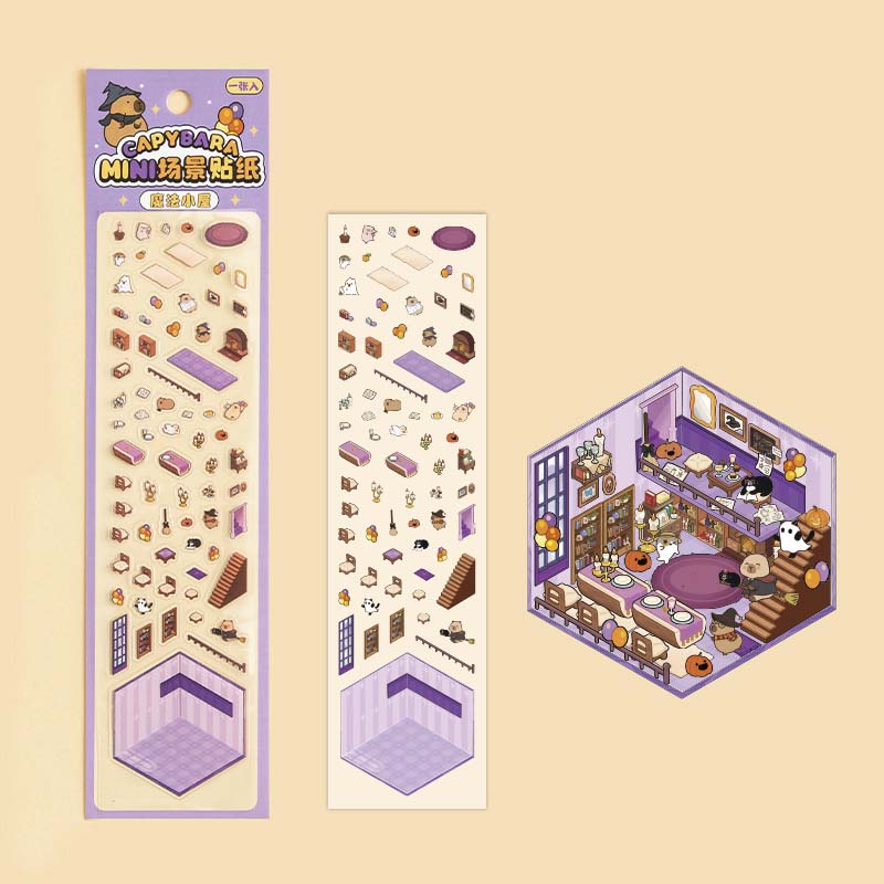 Stickers Escenario 3D Mini Capybara Series Magic House