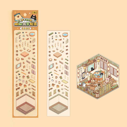 Stickers Escenario 3D Mini Capybara Series Onsen Hotel