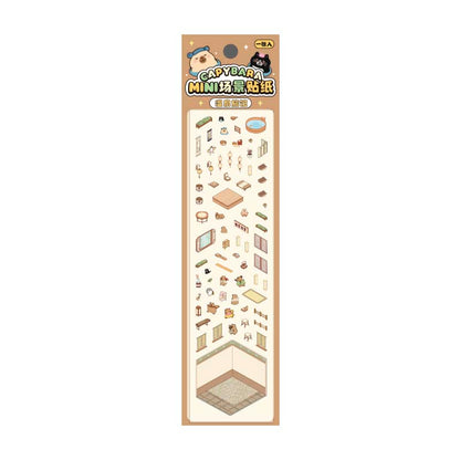 Stickers Escenario 3D Mini Capybara Series Onsen Hotel