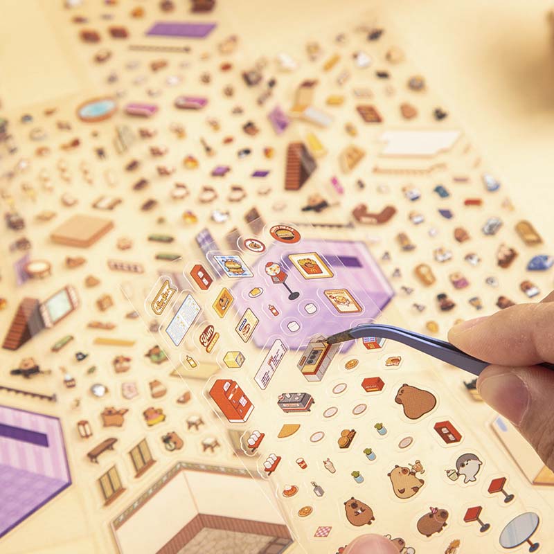 Stickers Escenario 3D Mini Capybara Series Onsen Hotel