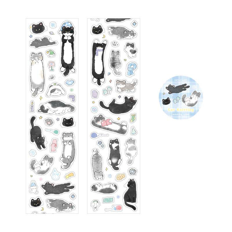 Stickers en Rollo Cat and Dog Business Cat Knitting